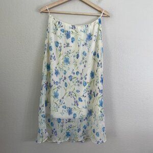 Vintage Y2K Wawa Plus 2XL Floral Crinkled‎ Midi Skirt Pull On Fairy Whimsy USA